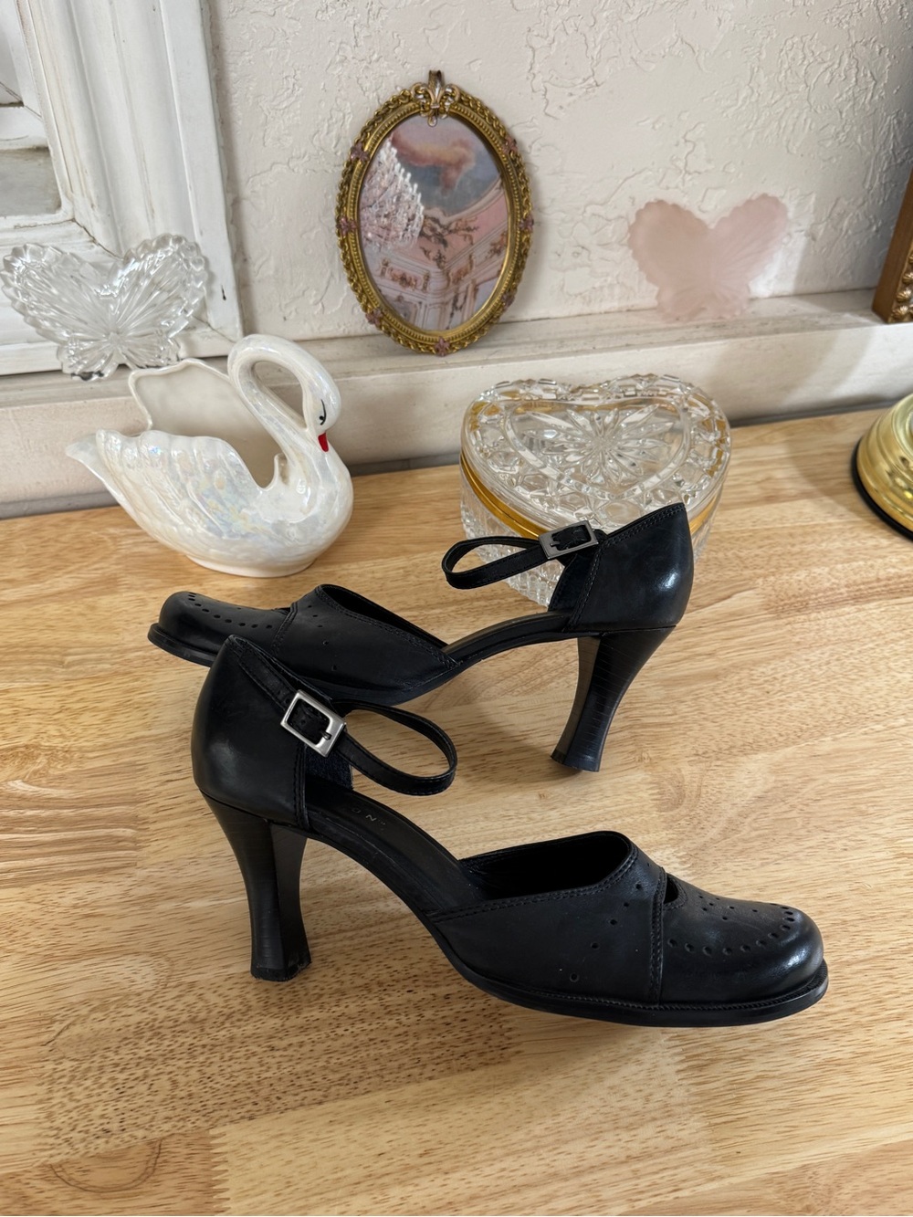 🖤 Kenneth Cole Reaction Black Mary Jane Heels Y2K Indie Sleaze Dark Academia 🖤
